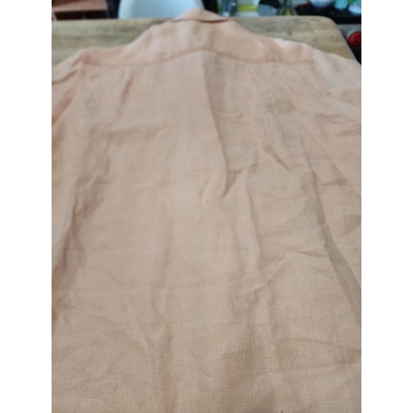 Tommy Bahama Relax Peach Orange 100% Linen Button Down Shirt Men's Large - Picture 6 of 6